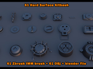 61 Hardsurface IMM brush OBJ blend files Modelo 3D