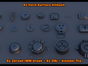61 File di fusione OBJ del pennello IMM per superficie dura Modello 3D
