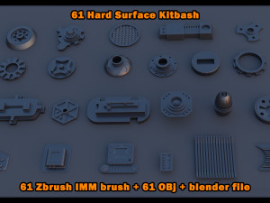 61 Hardsurface IMM brush OBJ blend files 3D Model