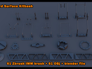 61 Hardsurface IMM brush OBJ blend files 3D Model