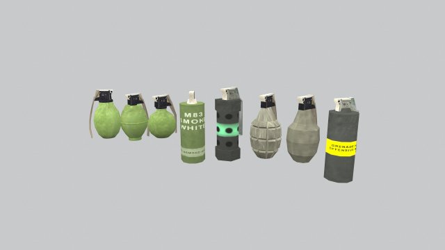 grenades low poly 3D Model .c4d .max .obj .3ds .fbx .stl .blend