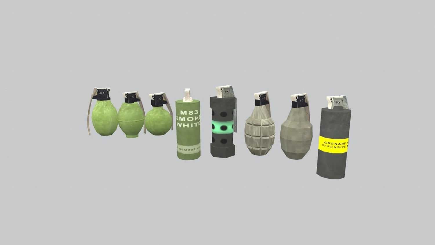 grenades low poly 3D Model .c4d .max .obj .3ds .fbx .stl .blend 
