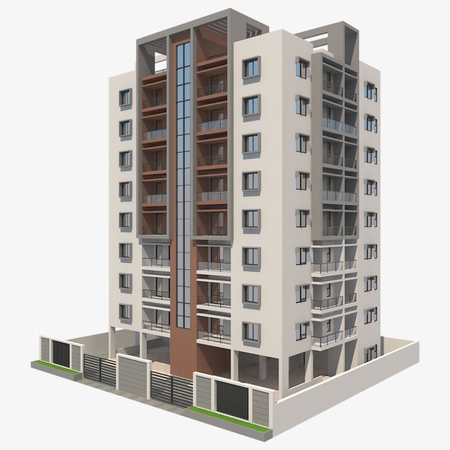apartment building17 Model 3D .c4d .max .obj .3ds .fbx .stl .blend 
