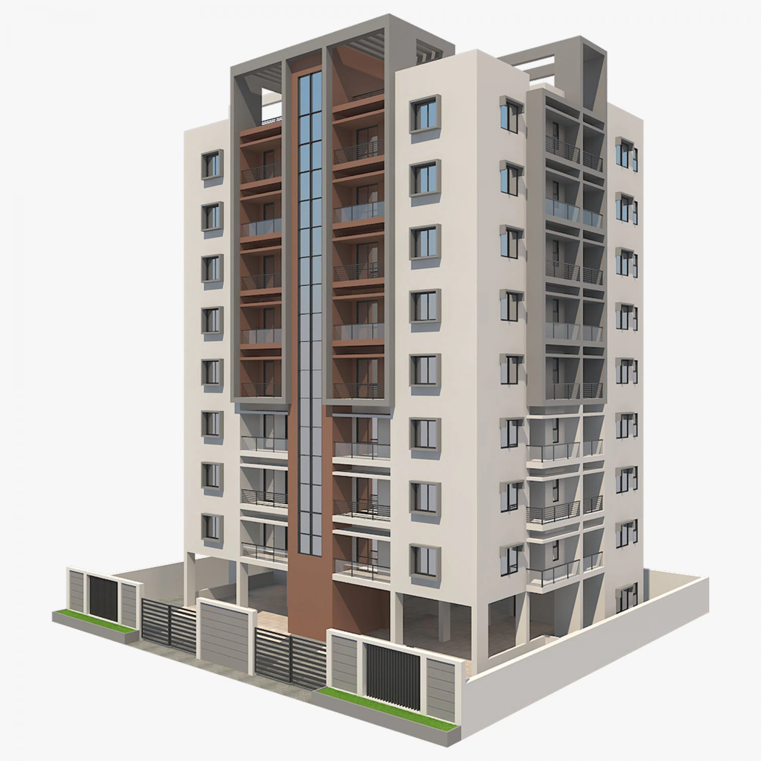 apartment building17 3D Model .c4d .max .obj .3ds .fbx .stl .blend 