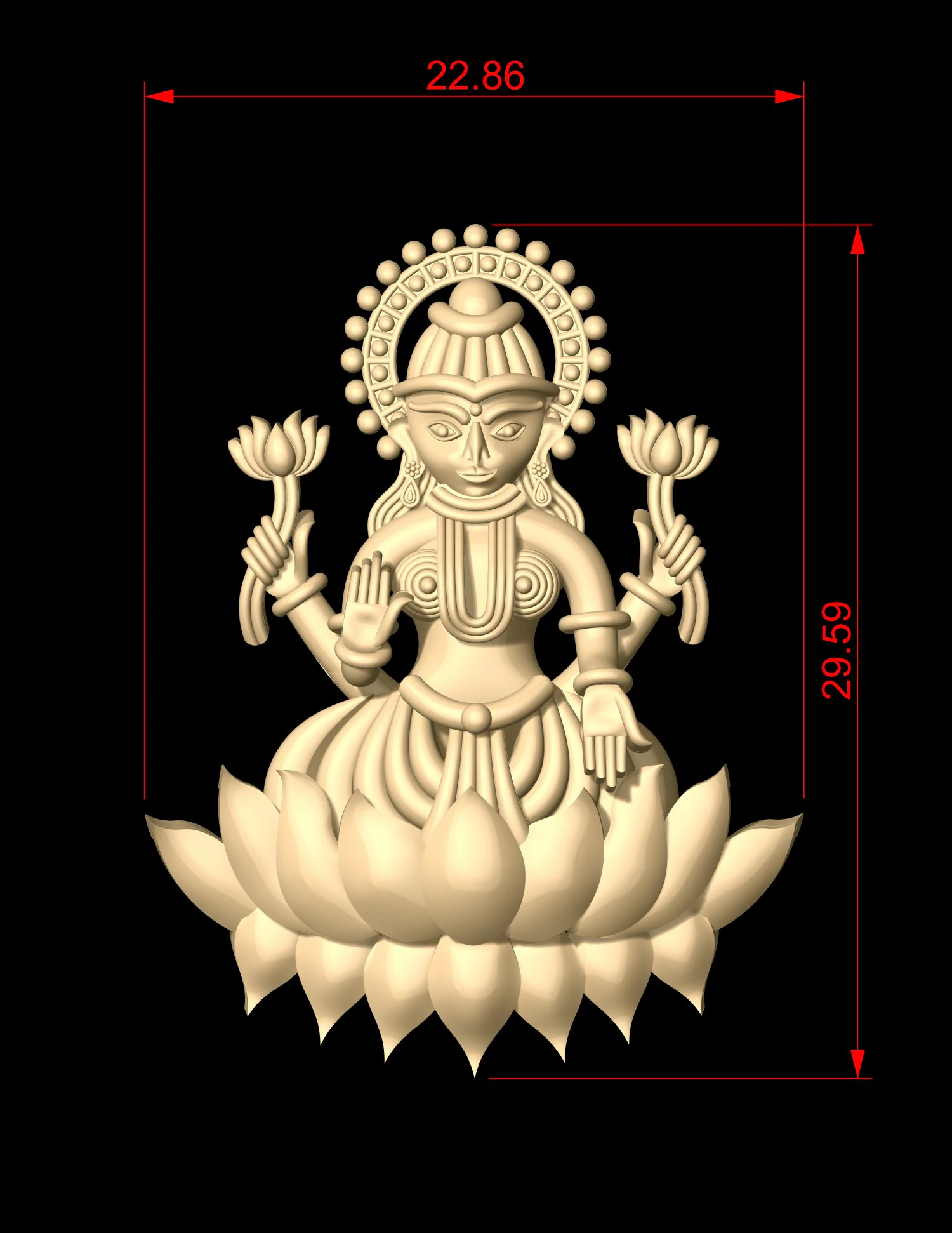 laxmi indian godess 3D Model .c4d .max .obj .3ds .fbx .stl .blend 