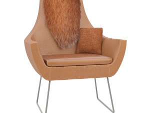 fashion leather lounge chair Modello 3D