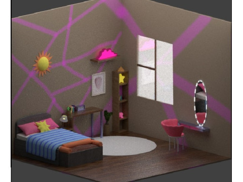 Dresing and bad with texture an material Model 3D