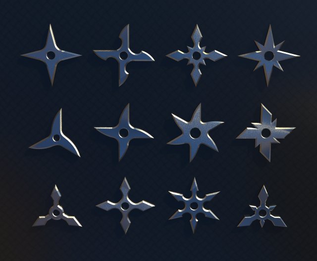 shurikens pack Modello 3D .c4d .max .obj .3ds .fbx .stl .blend 