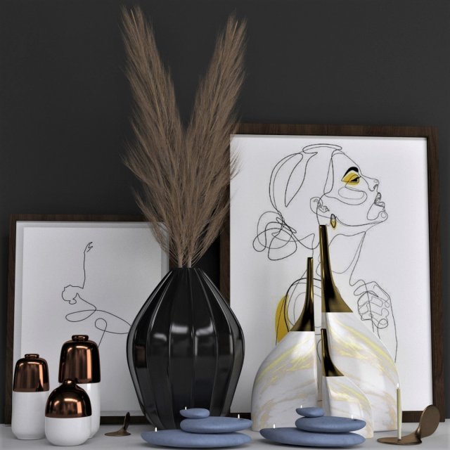 decorative set01 3D 模型 .c4d .max .obj .3ds .fbx .stl .blend