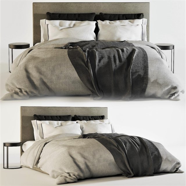 meridiani stone plus bed 3D Model .c4d .max .obj .3ds .fbx .stl .blend