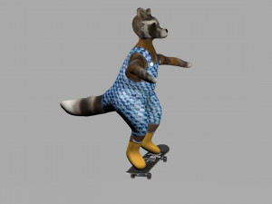 raccoon on a skateboard 3D मॉडल