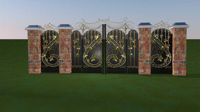 golden wrought iron gates Model 3D .c4d .max .obj .3ds .fbx .stl .blend 