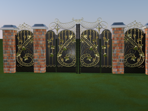 golden wrought iron gates 3D 모델
