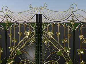 golden wrought iron gates Model 3D