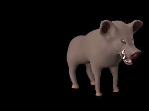wild boar with big fangs Modello 3D