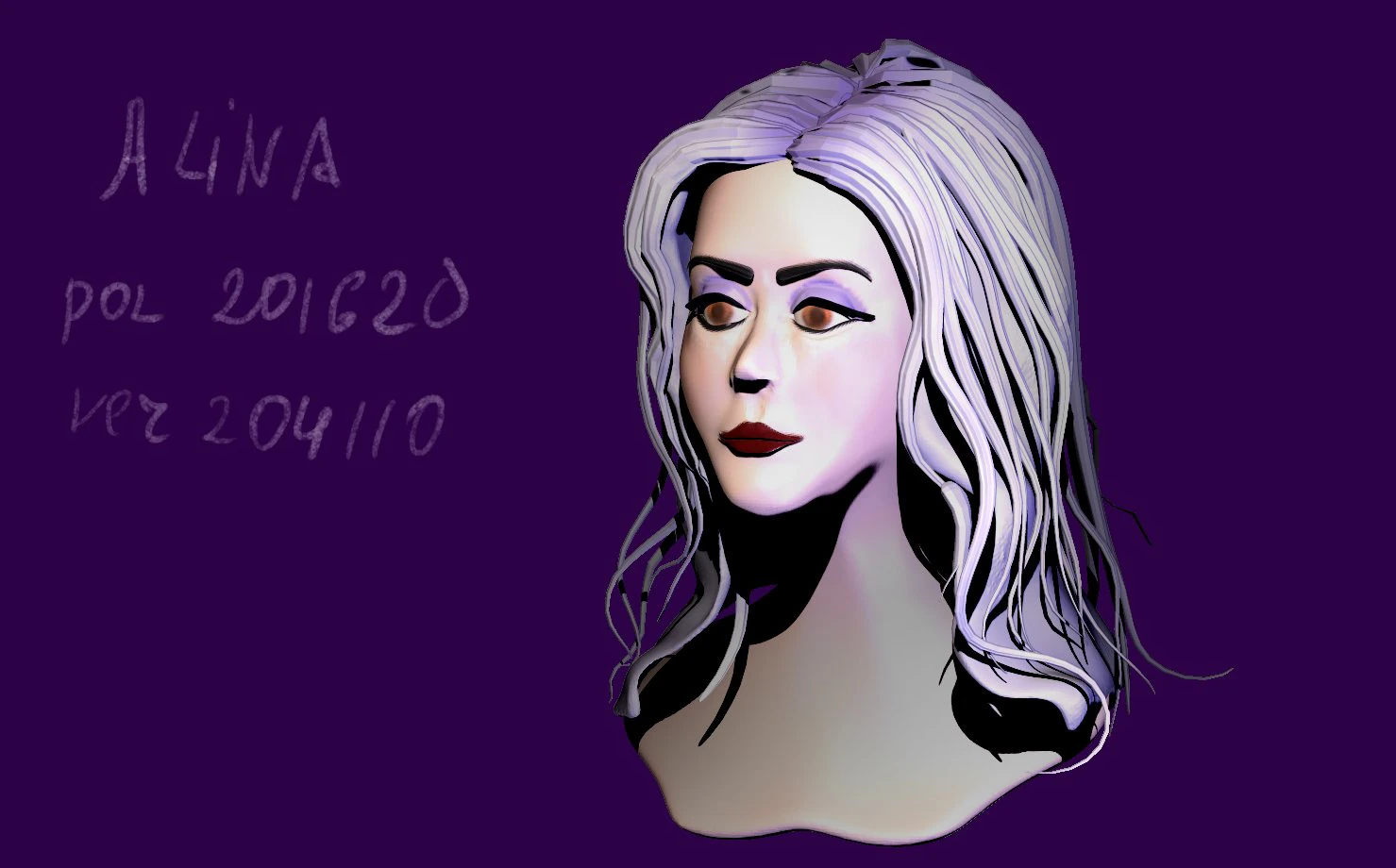 the girl with the purple hair 3D Model .c4d .max .obj .3ds .fbx .stl .blend