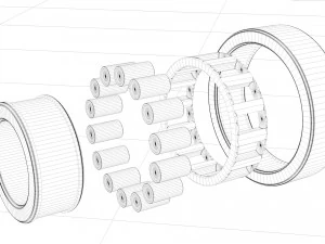 a set of ball and roller bearings of different designs 3D Model