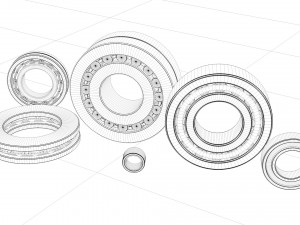 a set of ball and roller bearings of different designs 3D Модель