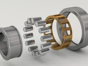 a set of ball and roller bearings of different designs 3D Model