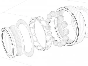 a set of ball and roller bearings of different designs 3D Model
