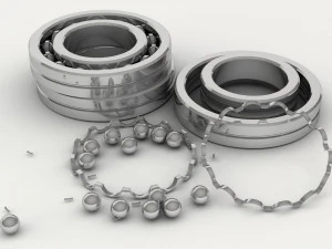 a set of ball and roller bearings of different designs 3D Model