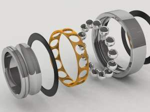 a set of ball and roller bearings of different designs 3D Model