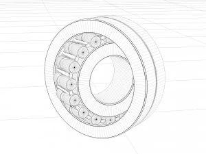 a set of ball and roller bearings of different designs 3D Model