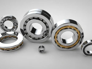 a set of ball and roller bearings of different designs 3D Model