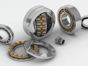 a set of ball and roller bearings of different designs 3D Model