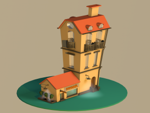 low poly house bakery 3D मॉडल