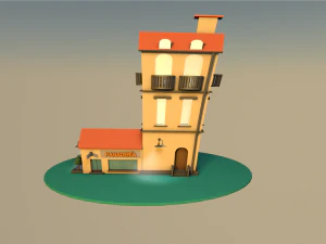 low poly house bakery 3D Model