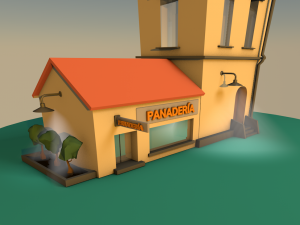 low poly house bakery Modelo 3D