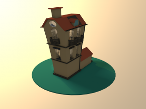 low poly house bakery Modelo 3D