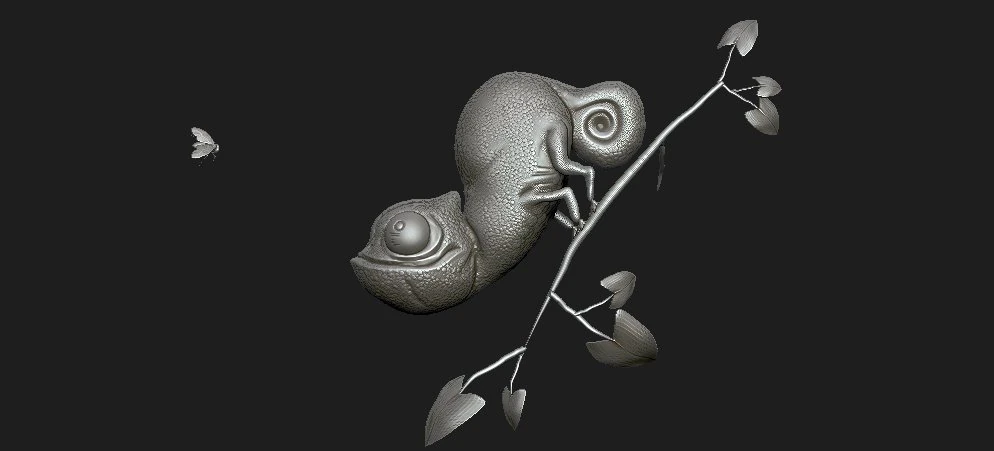 chameleon 3D Print Model .c4d .max .obj .3ds .fbx .stl .blend 
