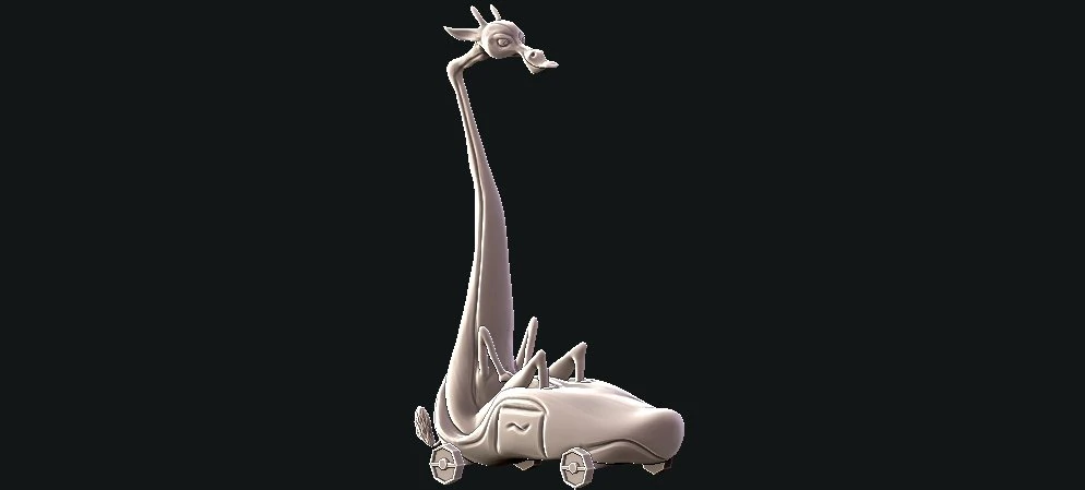 giraffe driving 3D Print Model .c4d .max .obj .3ds .fbx .stl .blend 