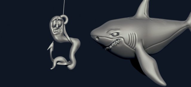 shark Model do druku 3D .c4d .max .obj .3ds .fbx .stl .blend 