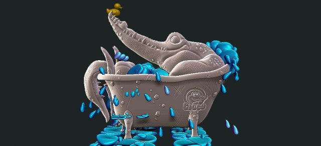 croco in the bathroom 3D Принт Модель .c4d .max .obj .3ds .fbx .stl .blend 