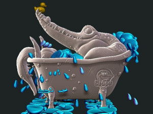 croco in the bathroom Modèles 3D en vedette