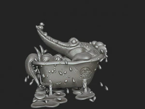 croco in the bathroom 3D Print Model