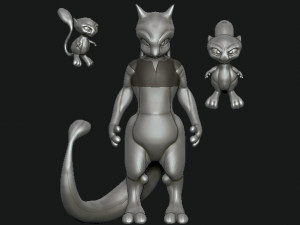 mew and mewtwo fan art Modèles 3D en vedette