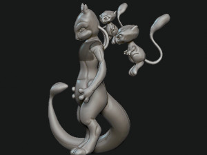 mew and mewtwo fan art Model do druku 3D