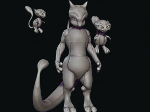mew and mewtwo fan art Model do druku 3D