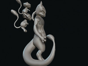 mew and mewtwo fan art Model do druku 3D