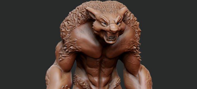 Werewolf 3D 프린트 모델 .c4d .max .obj .3ds .fbx .stl .blend 