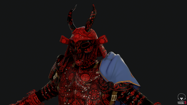 red samurai armor 3D 모델 .c4d .max .obj .3ds .fbx .stl .blend 