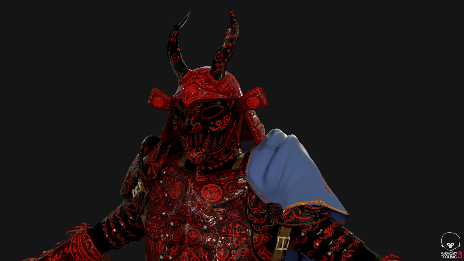 red samurai armor 3D Model .c4d .max .obj .3ds .fbx .stl .blend