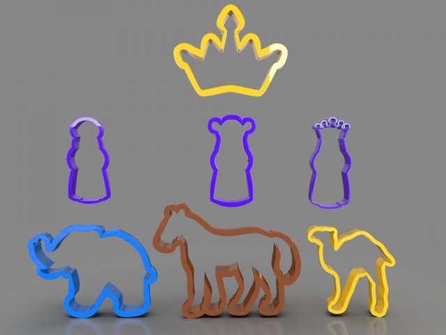 3 wise men and animals cookie cutters pack 3D-Druckmodell .c4d .max .obj .3ds .fbx .stl .blend 