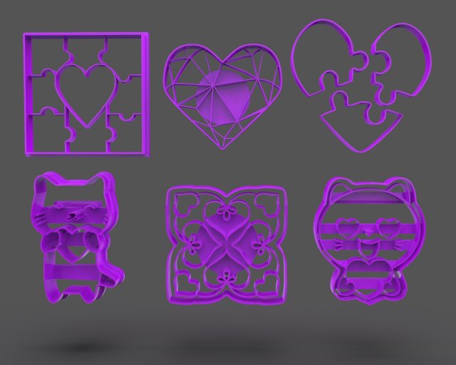 san valentine cookie cutter bundle 3D Print Model .c4d .max .obj .3ds .fbx .stl .blend 