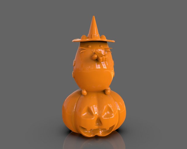 pusheen eating pumpkin pie 3d sculpt 3D Baskı Modeli .c4d .max .obj .3ds .fbx .stl .blend 