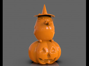 pusheen eating pumpkin pie 3d sculpt 3D Baskı Modeli